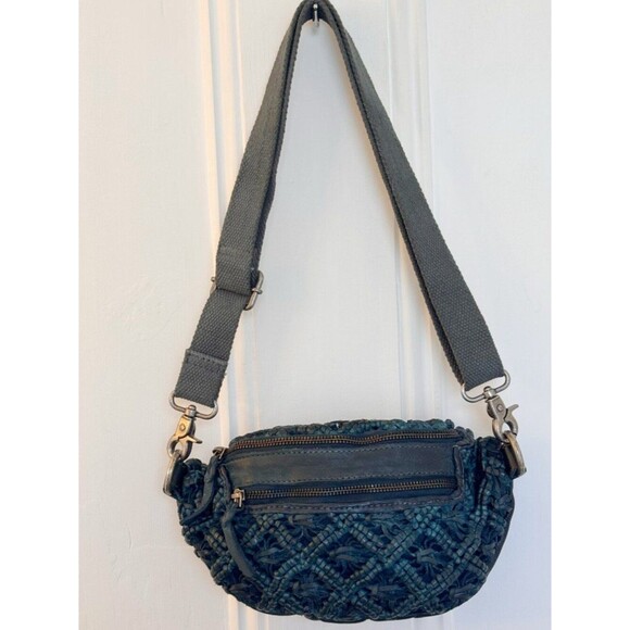 latico Handbags - Latico Annie Belt Bag Leather Teal Woven Bag also wear as Sling Bag, Crossbody